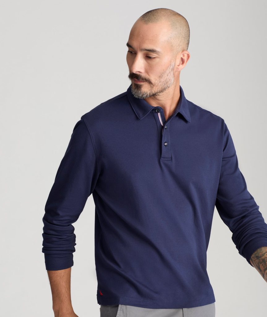 Wrinkle-Free Damaschino Long-Sleeve Polo