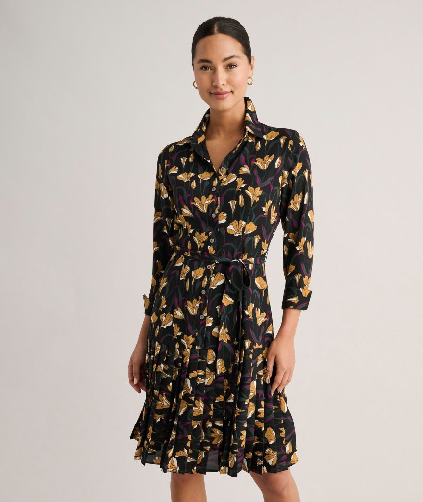 Pleated Janice Midi Shirt Dress