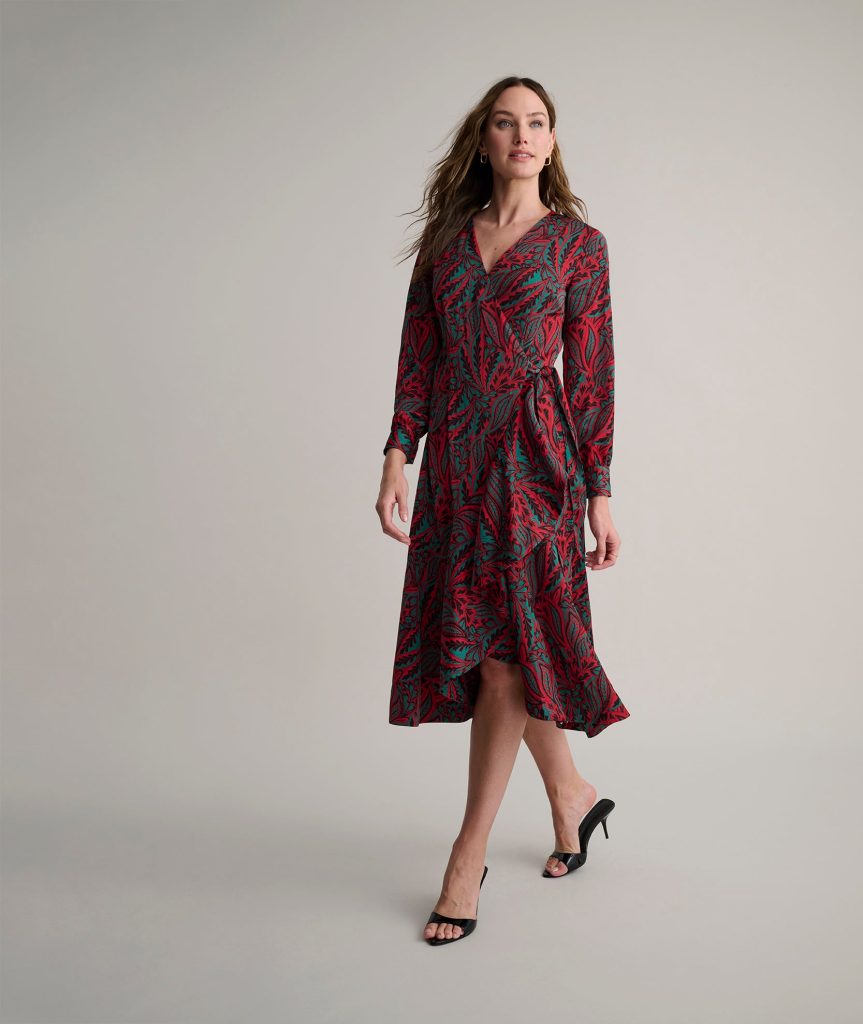 Satin Paisley Wrap Kayla Dress